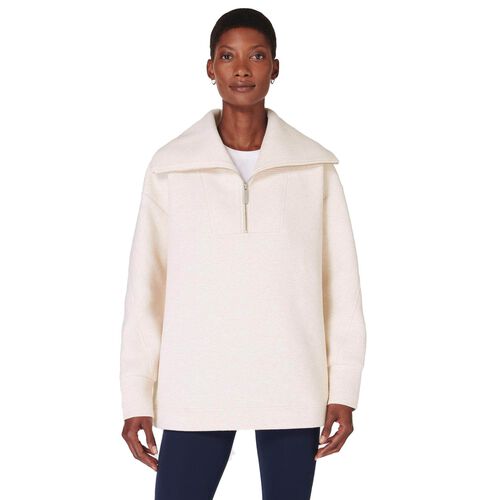 Sweaty Betty Radiant Half Zip Sweatshirt Oatmeal Marl
